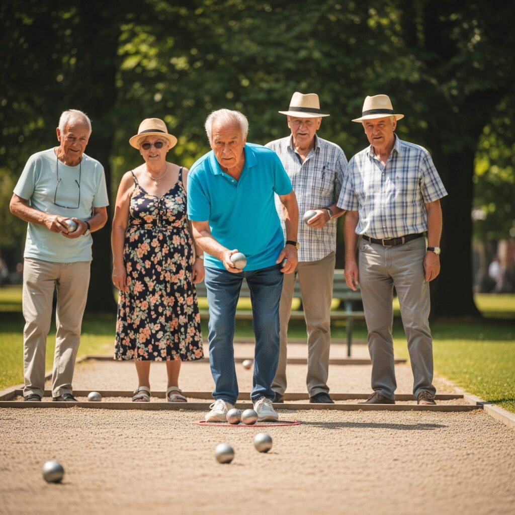 People playing petanque